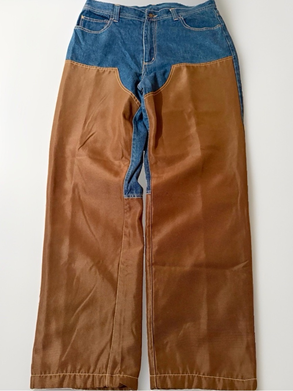 Vtg Master Sportsman Rugged Outdoor Canvas Brush Guard Jeans Pants 38X32 Chaps